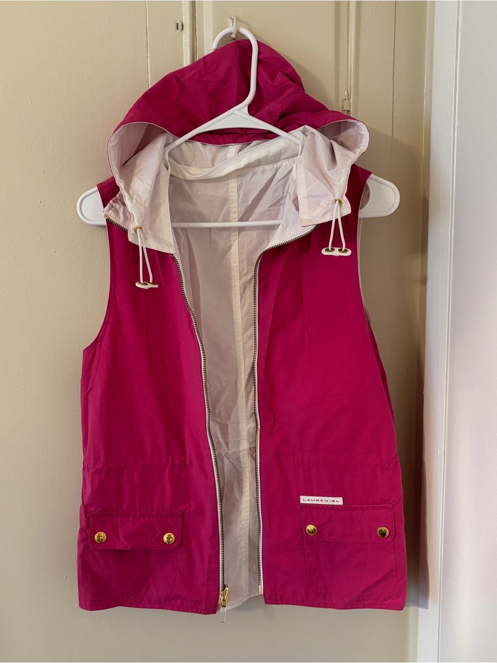 Lauren Ralph Lauren Vintage Magenta Hooded reversible Vest